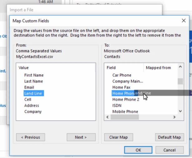 Outlook 2016 import contacts from csv